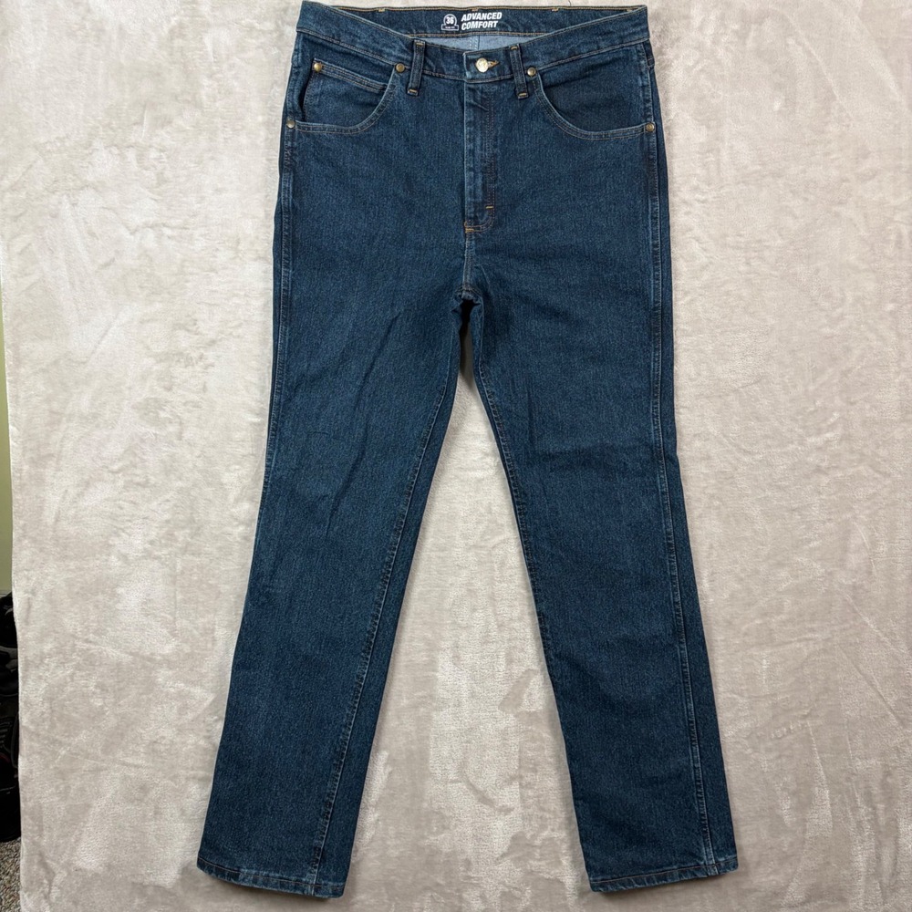 Wrangler Mens Advanced Comfort Slim Fit Dark Wash Denim Jeans 36x32 Cowboy